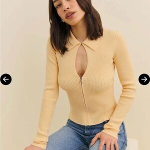 NWOT Reformation Hastings Cotton Sweater Zip